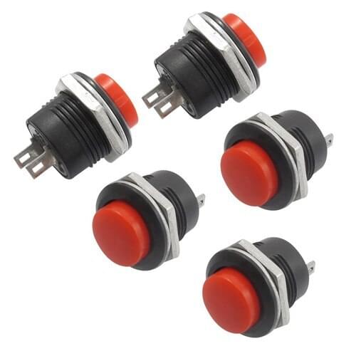 CNIM Hot Promotion ! 5 x Momentary SPST NO Red Round Cap Push Button Switch AC 6A/125V 3A/250V