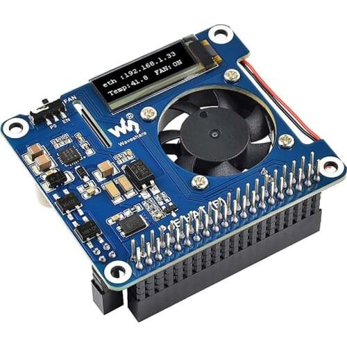For Raspberry Pi 4B/3B+POE Power Over Ethernet OLED Network Standard Expanding Board Cooling Module Onboard Fan