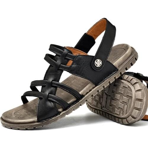 Мужские кожаные сандали 米囹 China At AliExpress