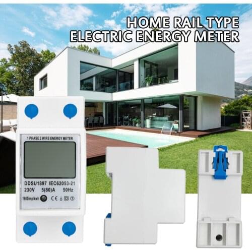 DDS662 220v Electricity Power Energy Meter 1 Phase 2 Wire Rail Type Energy Meter Energy Watt Meter Analyzer Digital Display