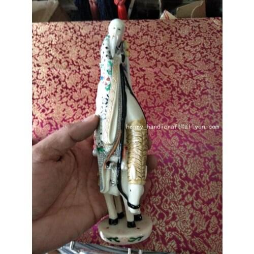 Rare Old Qing Dynasty porcelain Old man riding statue, free shipping