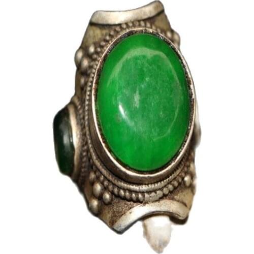 China Old Tibetan Silver Tibetan Silver Jade Ring
