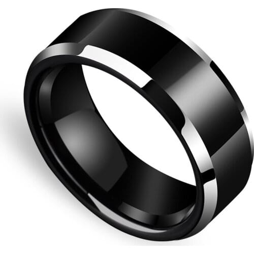 Classic Wedding Band High Polished 6/8MM Width Black Tungsten Rings for Men Thumb Rings Comfort Fit Customized Engraving 4-14