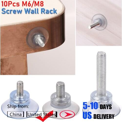 2/10Pcs M6/M8 Plastic Hooks for Glass Table Tops Storage Tool Screw Rubber Suction Cup Transparent Sucker Sucker Hooks