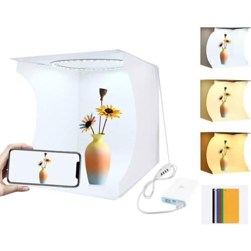 31cm Mini Studio LED Photo Light Soft Box Ring Light Folding Portable Lightbox Color Temperature Adjustable For Photography