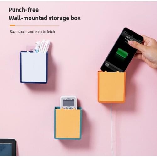 Punch-Free Wall-Mounted Storage Box Tv Air Conditioner Remote Control Wall Shelf Bedside Mobile Phone Holder