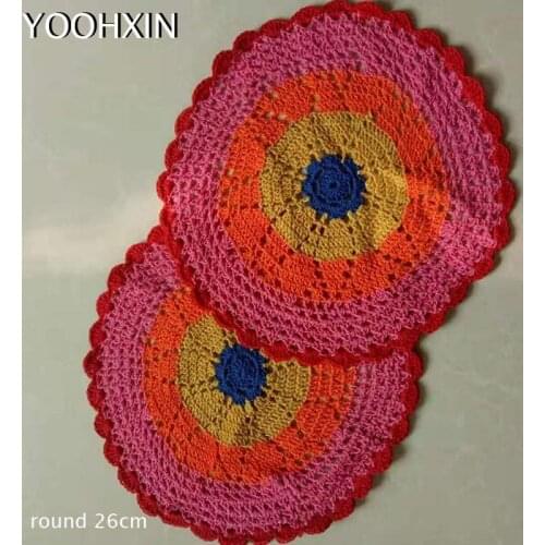 NEW Colorful Lace cotton table place mat Napkin pad Cloth crochet placemat cup mug Christmas tea coaster handmade doily kitchen