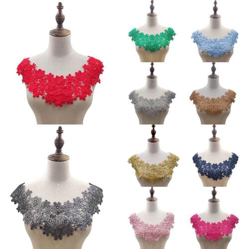 New Floral Lace Fabic Embroidered Applique Patch Neckline Lace Fabric Sewing On Supplies Patch Scrapbooking Fake collar Patches