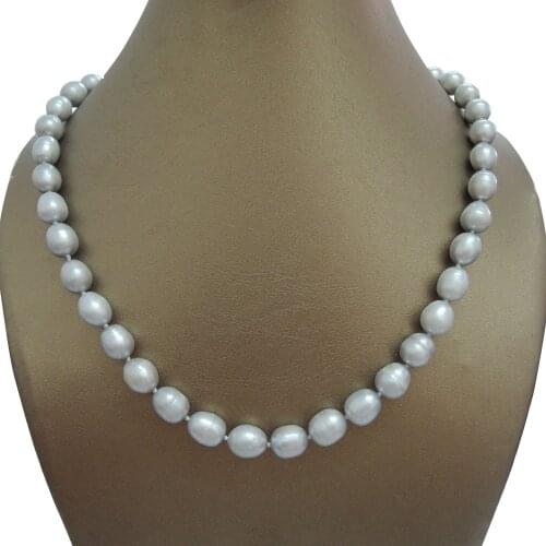 100% FRESHWATER PEARL NECKLACE-GRAY COLOR PEARLS,nice clasp