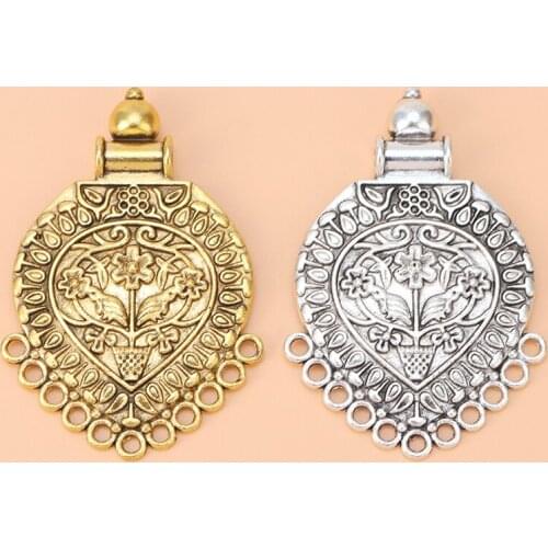 6pcs Antique Gold/Silver Color Large Ethnic Tribal Boho Multi Strand Connector Charms Pendants for Necklace Making Accessories