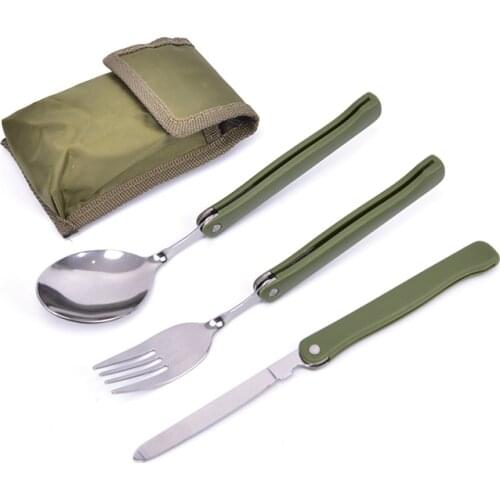 Portable Folding Cutlery Set Spoon Fork Knife Camping Outdoor Picknick Mini Tableware Set outdoor Tool