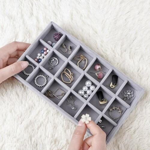 Flannel Jewelry Box Portable Jewelry Organizer Display Storage Box Necklace Ring Jewelry Display Tray Case Showcase Drawer