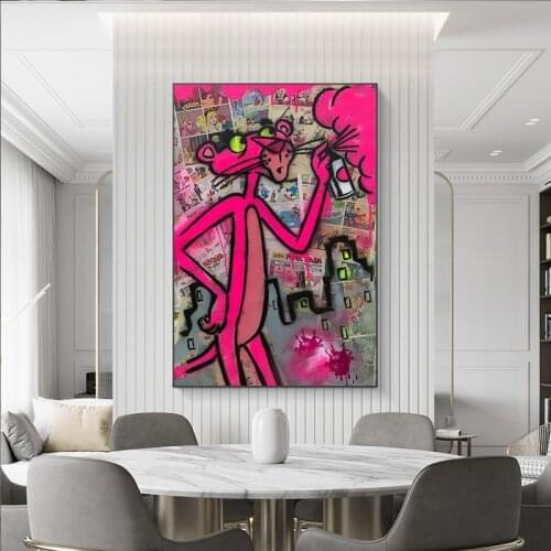 Pink Panther Poster and Prints Anime Picture Living Girls Room Home Decor Modern Disney Street Graffiti Wall Art Canvas Painting
