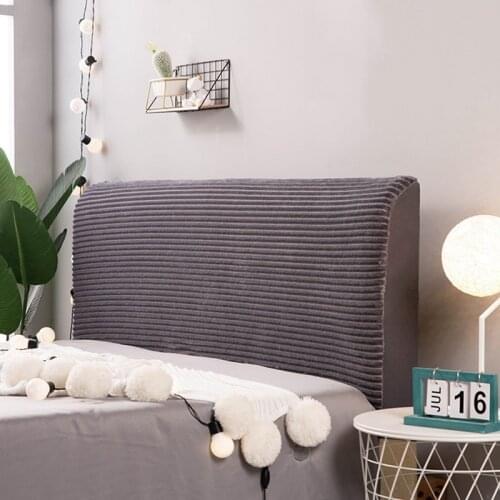 Sale-Plush Bed Head Covers King Size Bedside Cover for Bed Solid Color Headboard Dustcover Elastic All-inclusive Headboard