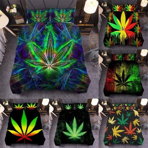Multicolor Leaves Bedding Set Soft Plant Duvet Cover Sets Queen King Size 2/3pcs Quilt Covers With Pillowcase