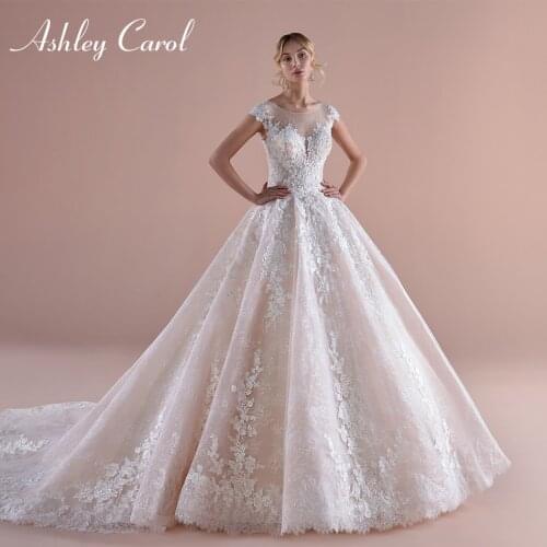 Ashley Carol Lace A-Line Wedding Dress 2021 Luxury Beaded Appliques Short Princess Bridal Gowns Customized Vestido De Noiva