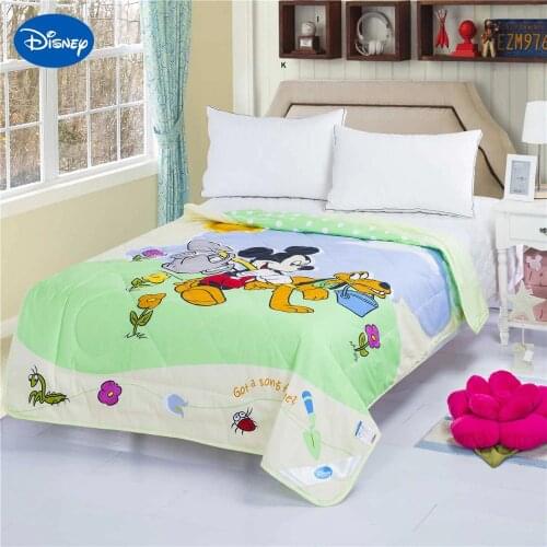 Light Green Mickey Mouse Goofy Summer Quilt Comforter Childrens Boy Bedding Cotton Fabric Single Twin Queen Disney Cartoon Soft