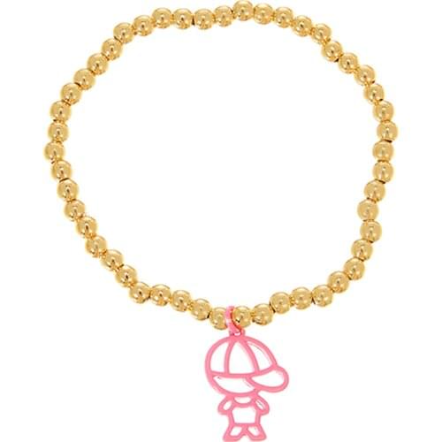 ZHINI Personality Unique Design Color Baseball kid Pendant Bracelets for Women Simple Gold Bead Chain Handmade Bangle Bracelet