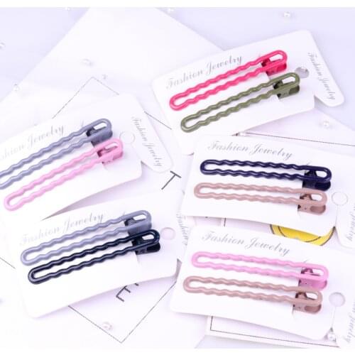 200pcs/lot DIY Simple Multi Alloy Wave Hair Duck Clip Bang Candy Colore Hairpins Hair Styling Tool Accessories HA1070