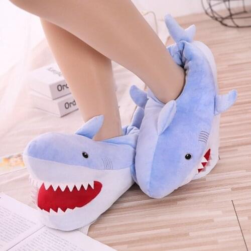 Winter Fur Slippers Super Animal Funny Shoes Men and Women Warm Comfortable Home House Indoor Floor Shark Shape Furry Slides