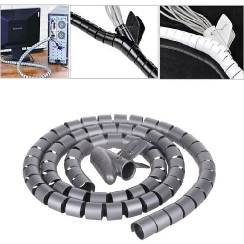 1.5m Wire Management Protector Cable Organizer Cable Winder Coiled Tube Sleeve Desktop Computer Power Cord Storage Wrap