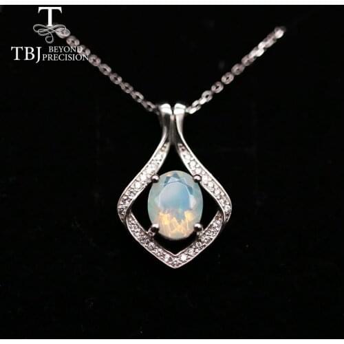 1.5ct natural oval cut 7*9mm opal pendant necklace chain 925 sterling silver simple design fine jewelry for women daily wear tbj