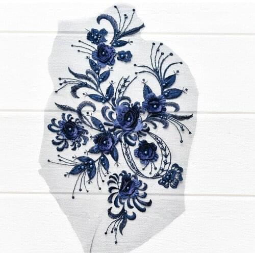 1 X 3d Beading Embroidery Lace Flower Lace Applique Dress Lace Patch Garment DIY Accessories