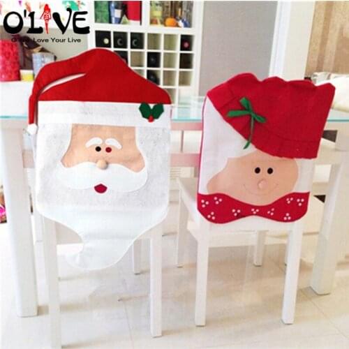 1 Pair Christmas Chair Covers Santa Claus New Year Decorations Xmas Ornaments Home Decor Hats Snowman Merry Christmas Sale