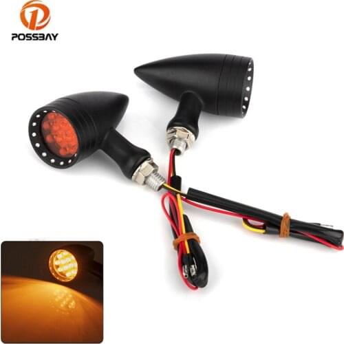 2Pcs Motorcycle Led Turn Signal Lights 10mm Bolt Thread Red Brake Indicator Lamp cafe racer DC 12V Universal for kawasaki z750