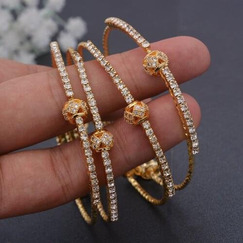 4Pcs/set Gold Color Copper Baby Bangles For Kids Cild Dubai Israel Jewelry Gold Bracelet Ring Boys Children Arab Birthday Gifts