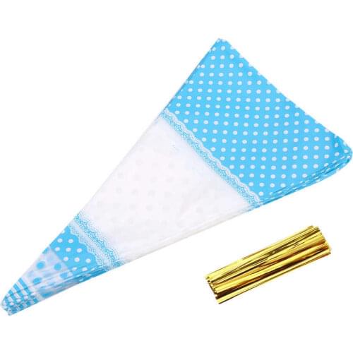 50 Packs of Safe to Use Popcorn Bags Cone Bags Golden Clear Chocolates Popcorn for Candy fill bags with nuts