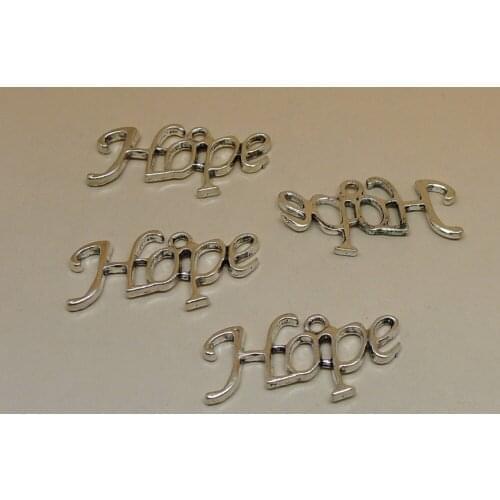 ALYMMO 10Pcs/lot Vintage Silver Letter Hope Charms 28x15mm DIY Jewelry Accessories Spiritual Peaceful