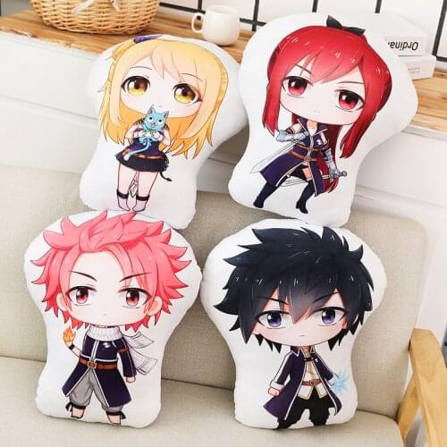 Fairy Tail Anime Plushies Peripheral Cartoon Manga Natsu/Lucy/Erza/Gray Anime Pillow Stuffed Plush Boy Kids Toys Children Gift