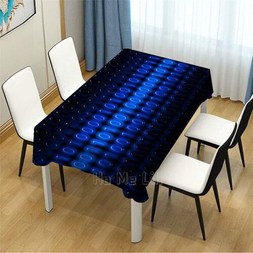 Binary Code One Or Zero Blue Digit Pattern Design Tablecloth Picnic Bbq Kitchen Dining Decor