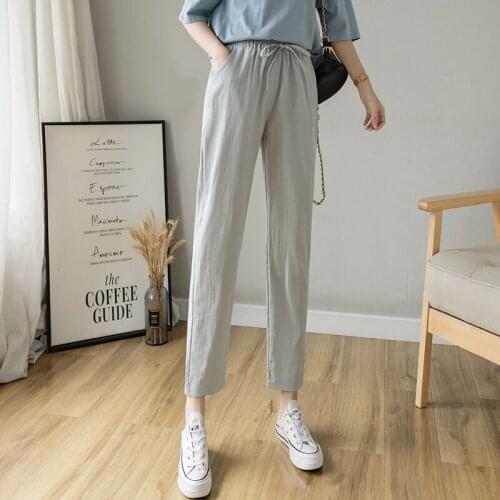 Cotton Linen Pants for Women Trousers Loose Casual Solid Color Women Harem Pants Plus Size Capri Womens Summer