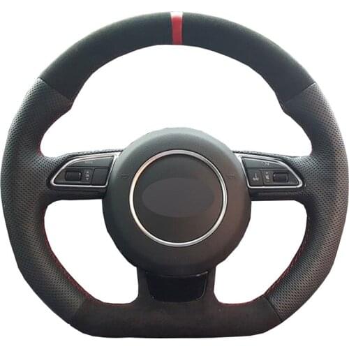 DIY Hand Car Steering Wheel Cover For Audi A5 A7 RS7 S7 SQ5 S6 S5 RS5 S4 RS4 S3 2012-2018 Black Leather Suede Car goods