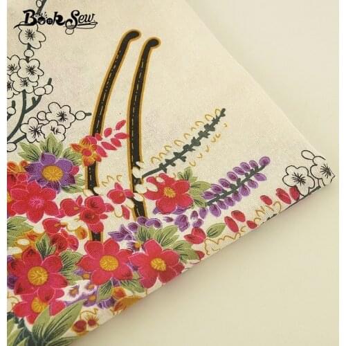 Booksew Cotton Linen Fabric Flower Design Home Textile Sewing Cloth Tablecloth Pillow Bag Curtain Cushion Zakka Tissu Tecido