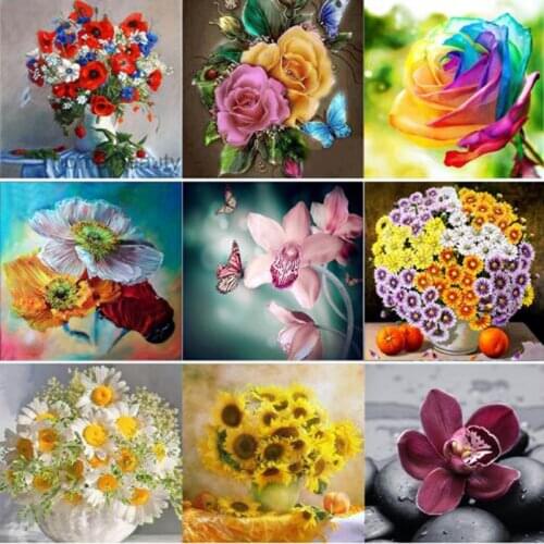 Flower arranging 5D DIY diamond Painting flowers Cross Stitch diamond embroidery mosaic diamonds wall stickers home decor vase
