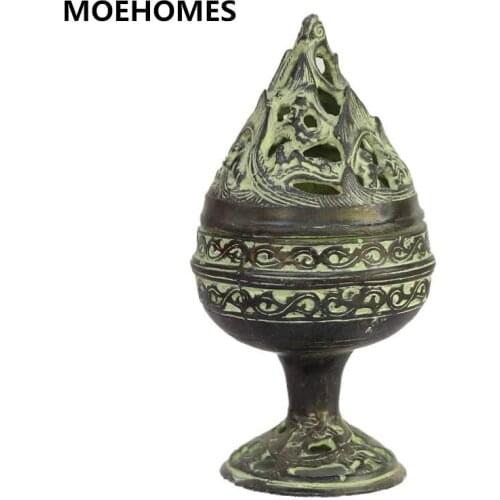 Chinese collection of ancient bronze decoration blossom incense burner metal handicraft family decorations