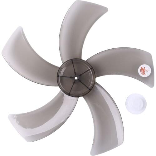 Black 16 Inch Household Plastic Fan Blade Five Leaves with Nut Cover for Standing Pedestal Fan Table Fanner General Accessories