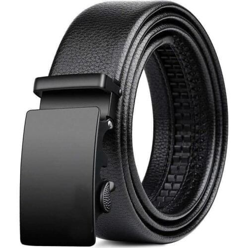 Fashion Mens Classic Luxury Automatic Buckle Belt Strap Black Casual Leather Strap For Jeans