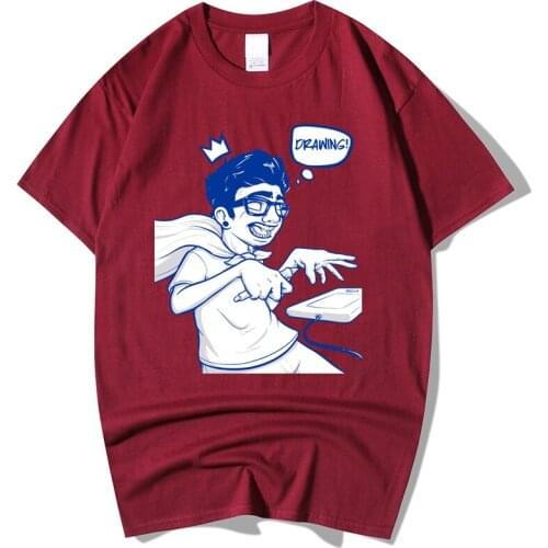 2021 Summer New100% Cotton Boy Drawing Printing T Shirt Men Causal O-neck Basic T-shirt Male High Quality Classical Tops