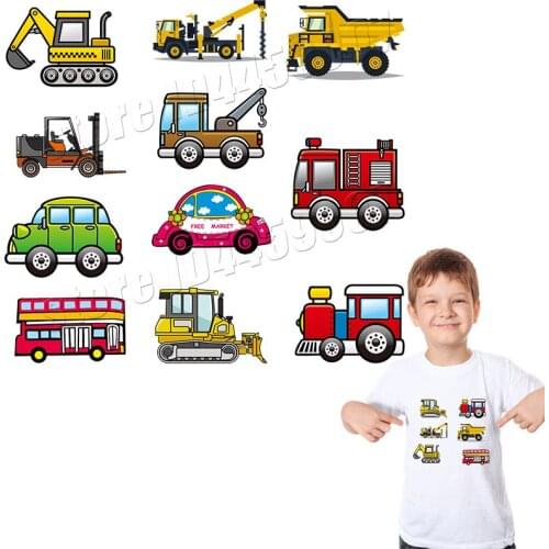 Cartoon Car Stickers For Children Washable Printed Thermal Transfer Parches Allpque On Clothing Handmade DIY Quality Patches