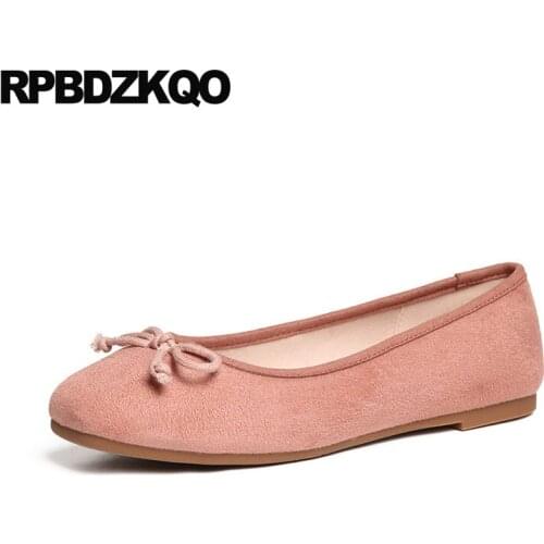 China ladies chinese shoes slip on bow cute 2019 soft ballet flats women suede designer chic pink black ballerina square toe