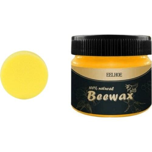 Organic Wood Seasoning Beewax With Sponge Natural Beeswax Renew Care Wooden Furniture Polisher Bee Wax Oil for Floor Chair Door