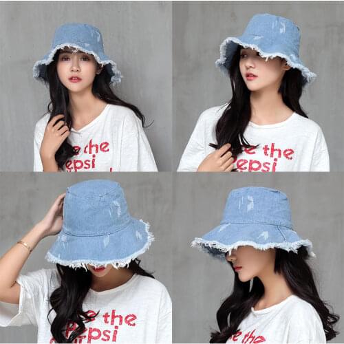 Denim Bucket Hats Women Summer Sunscreen Panama Hat Men Designer Foldable Flat Top Bonnet Fisherman Cap Hunting Beach SA706