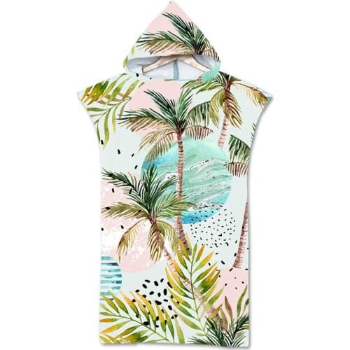 Seaside Holiday Hooded Bath Beach Towel Microfiber Changing Robe Poncho Towel for Swimming Beach Outdooor Bathrobe