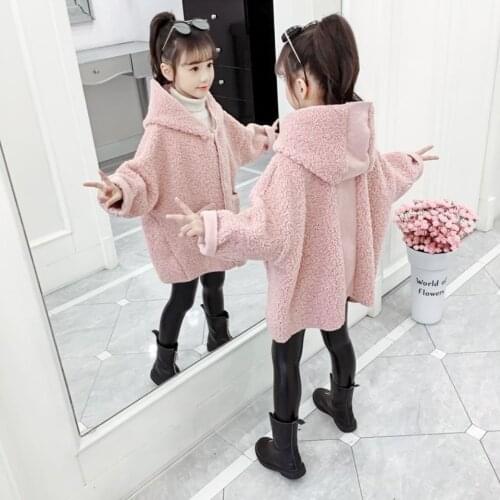Girls Baby Plush Long Sleeve Coat 2021 New Autumn Winter New Baby Anti Lamb Wool Medium and Long Thickened Wool Sweater Coat