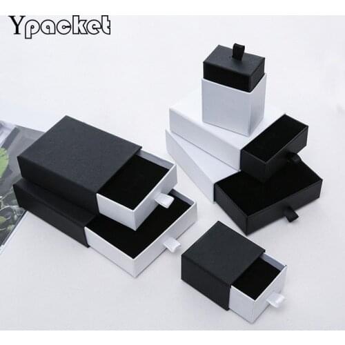 Gift Boxes Square Drawer Jewelry Organizer Shape Box Engagement Ring For Earrings Necklace Bracelet Display Black White Cases