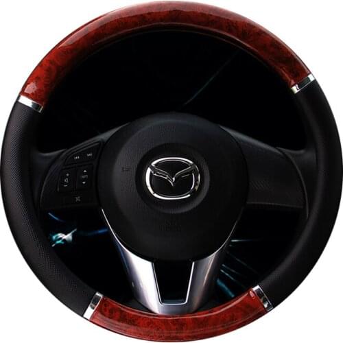 Pu leather peach wood car steering wheel cover summer four seasons general